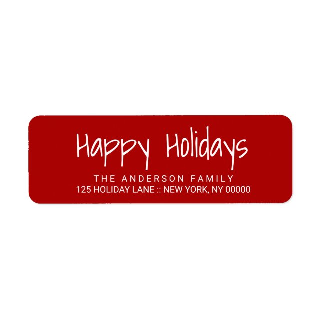 Happy Holidays Cute Hand-Printed Lettering Label (Front)