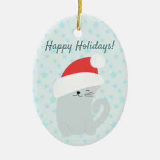 Happy Holidays! Cute Kitty with a Santa Hat