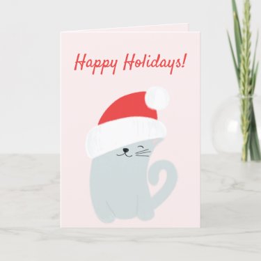 Happy Holidays! Cute Kitty with a Santa Hat