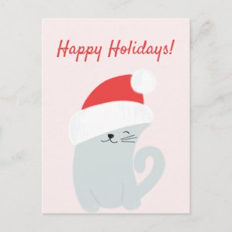 Happy Holidays! Cute Kitty with a Santa Hat