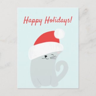 Happy Holidays! Cute Kitty with a Santa Hat