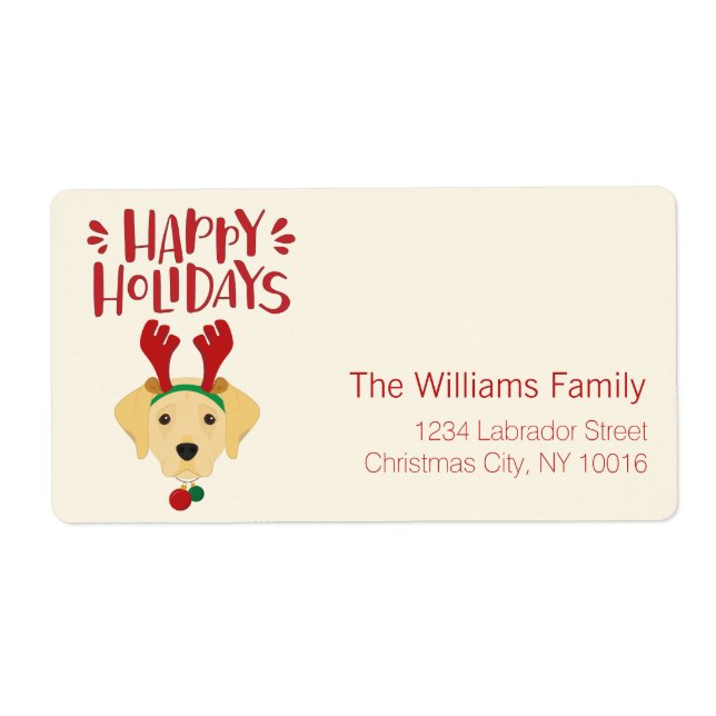 Happy Holidays - Cute Labrador Christmas Label (Front)