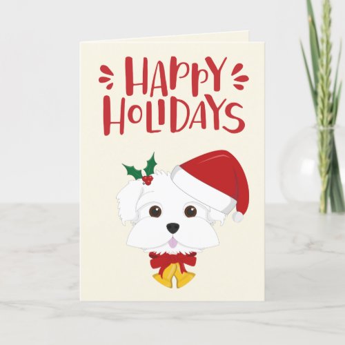 Happy Holidays _ Cute Maltese Christmas Holiday Card