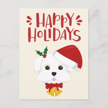 Happy Holidays - Cute Maltese Christmas
