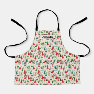 Happy Holidays   Cute Mickey Plaid Pattern Apron