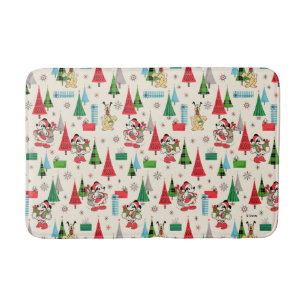 Happy Holidays   Cute Mickey Plaid Pattern Bath Mat