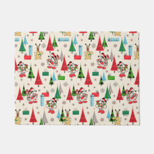 Happy Holidays Cute Mickey Plaid Pattern Doormat