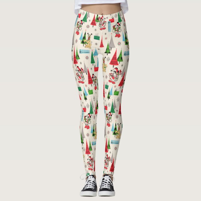 Happy Holidays | Cute Mickey Plaid Pattern Leggings (Front)
