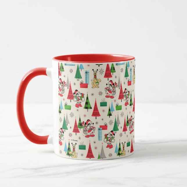 Happy Holidays | Cute Mickey Plaid Pattern Mug (Left)