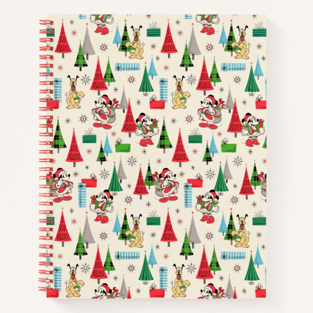 Happy Holidays | Cute Mickey Plaid Pattern Notebook (Front)
