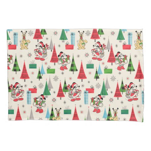 Happy Holidays  Cute Mickey Plaid Pattern Pillow Case