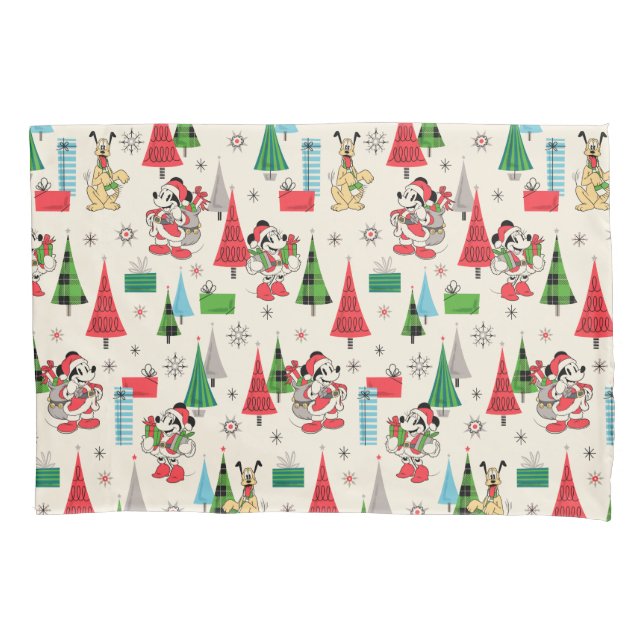 Happy Holidays | Cute Mickey Plaid Pattern Pillow Case (Front)
