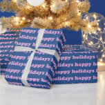 Happy Holidays | Cute Retro Typography Pink Blue Wrapping Paper<br><div class="desc">Happy Holidays | Cute Retro Typography Pink Blue Wrapping Paper</div>