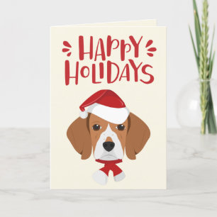 Happy Holidays - Cute Santa Beagle  - Christmas Holiday Card