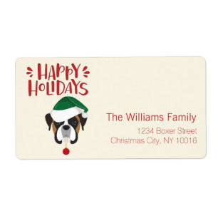 Happy Holidays - Cute Santa Boxer - Christmas Label