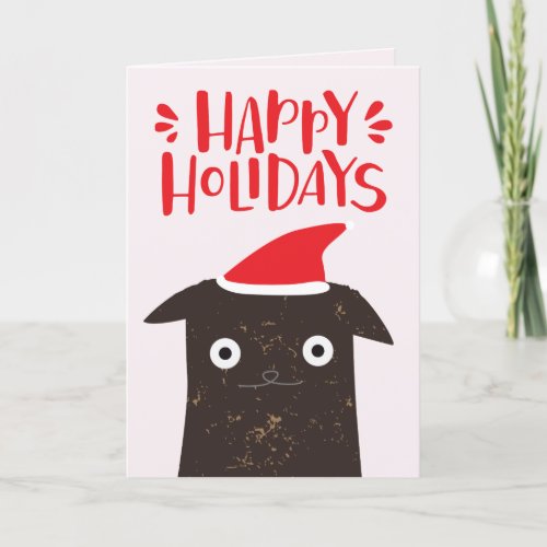 Happy Holidays Cute Santa Cat Cartoon _ Christmas Holiday Card