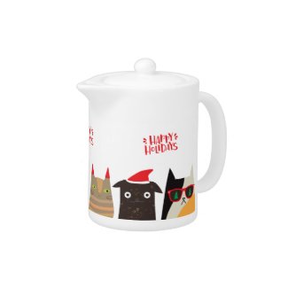 Happy Holidays! Cute Santa Cat Cartoons Christmas