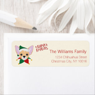 Happy Holidays - Cute Santa Chihuahua Christmas Label