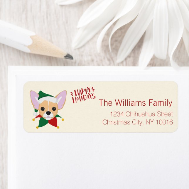 Happy Holidays - Cute Santa Chihuahua Christmas Label (Insitu)