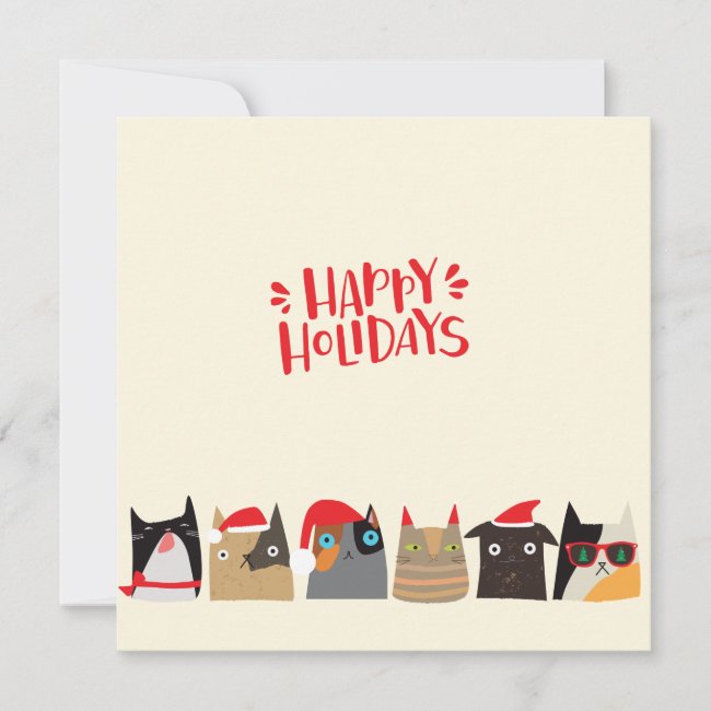 Happy Holidays! Cute Santa Christmas Cat Cartoons