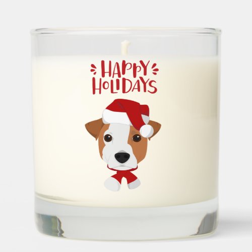Happy Holidays _ Cute Santa Jack Russell Christmas Scented Candle