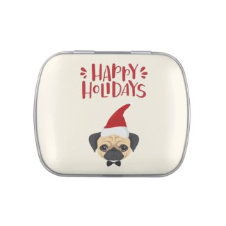 Happy Holidays - Cute Santa Pug - Christmas