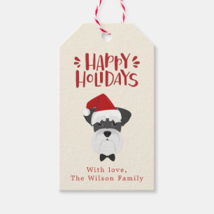 Happy Holidays - Cute Schnauzer Christmas Gift Tags