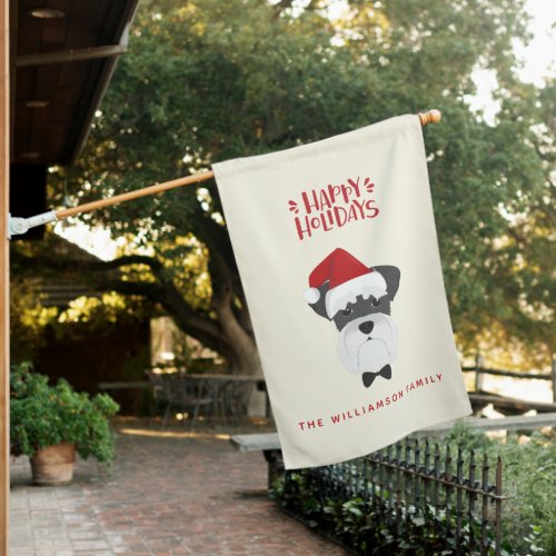 Happy Holidays _ Cute Schnauzer Christmas House Flag