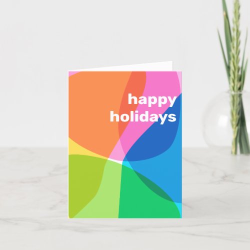 Happy Holidays Cute Simple Colorful Blank Folded Holiday Card