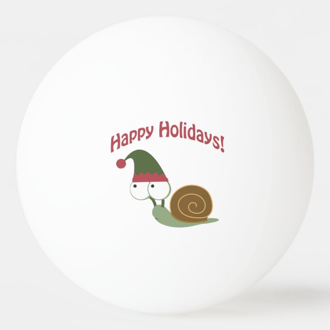 Happy Holidays Cute snail Christmas elf Ping-Pong Ball (Front)