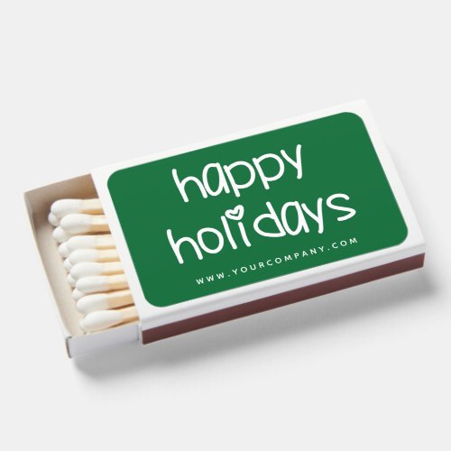 Happy Holidays _ Cute Typography Green Matchboxes