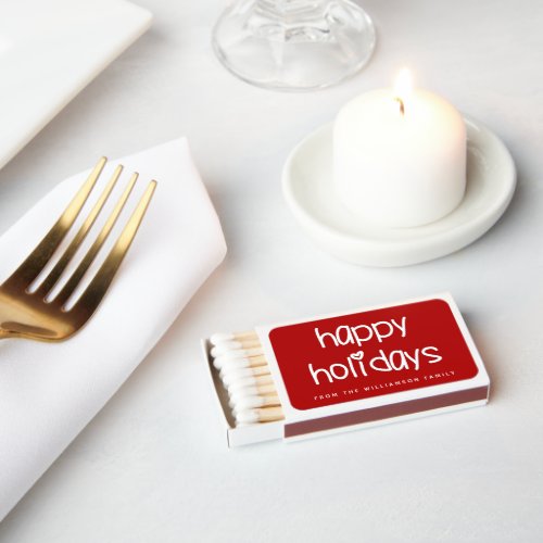Happy Holidays _ Cute Typography Red Matchboxes