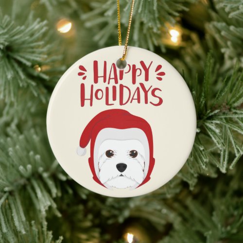 Happy Holidays _ Cute Westie Christmas Ceramic Ornament