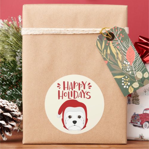 Happy Holidays _ Cute Westie Christmas Classic Round Sticker