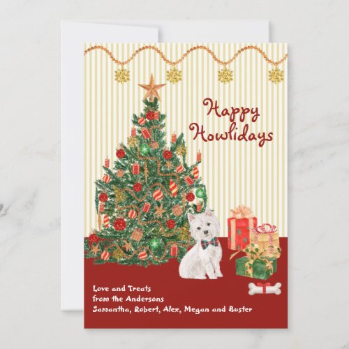 Happy Holidays Cute Westie Tree Christmas Card