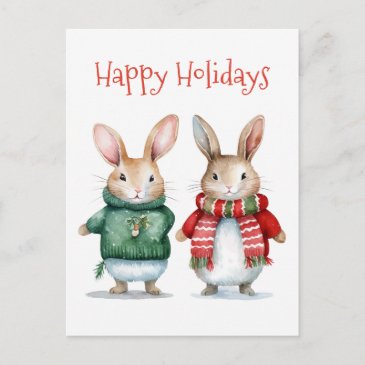 Happy Holidays - Cute Winter Bunnies - Christmas 