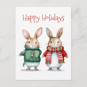 Happy Holidays - Cute Winter Bunnies - Christmas 