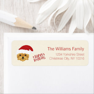 Happy Holidays - Cute Yorkshire Terrier Christmas Label