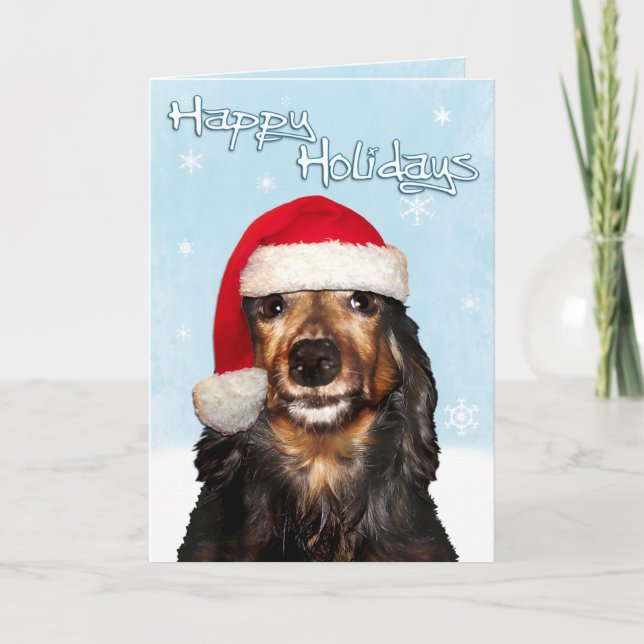 Happy  Holidays Dachshund  Card (Front)