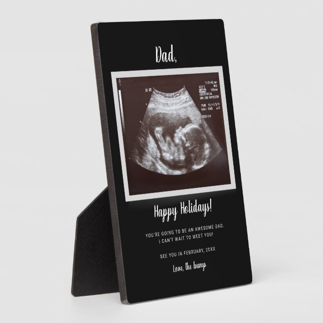 Happy Holidays Dad Ultrasound Sonogram Pregnancy Plaque (Side)