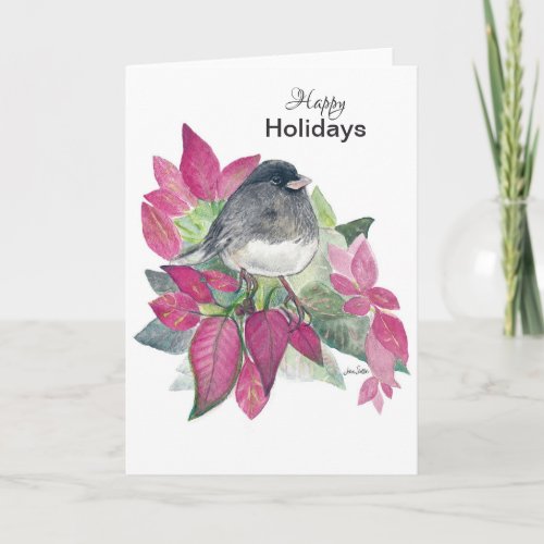 Happy Holidays Dark Eyed Junco Holiday Card