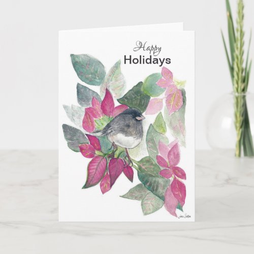 Happy Holidays Dark Eyed Junco Holiday Card