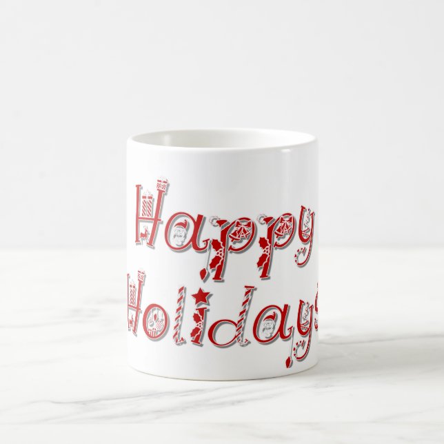 Happy Holidays Decorated Text Coffee Mug (Center)