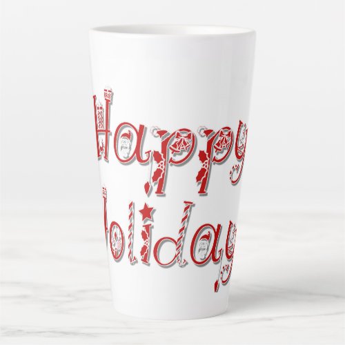 Happy Holidays Decorated Text Latte Mug