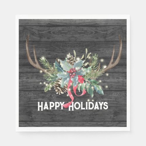 Happy Holidays Deer Antlers with Lights  Napkins