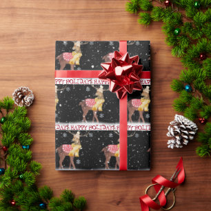 Happy Holidays Deer in Snow Wrapping Paper