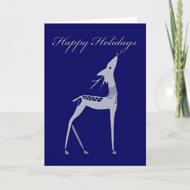Happy Holidays - deer reindeer Holiday Card (Front)