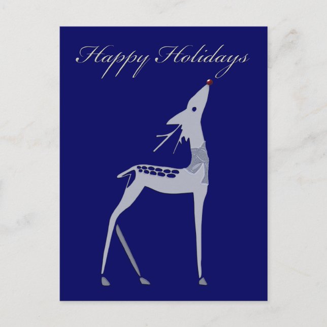 Happy Holidays - deer reindeer Holiday Postcard (Front)
