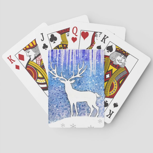 Happy Holidays Deer Scene Poker Cards (Back)