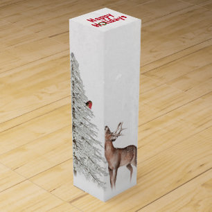Happy Holidays Deer Wine Box